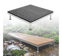 Kit de terrasse flottante modulaire réglable - Composite WPC toutes saisons pour terrasse et jardin - Idéal pour un sol inégal, gris, 83,8 x 83,8 x 24,9 cm - Installation facile, sol d'extérieur