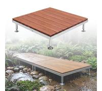 Kit de terrasse flottante modulaire - Revêtement de sol composite WPC réglable toutes saisons pour terrasse, arrière-cour et porche - Idéal pour les surfaces inégales (rouge, 83,8 x 83,8 x 20,1 cm)