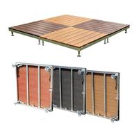 Kit De Terrasse Flottante - Plate-forme Modulaire Extérieure En Bois Composite, Patio Autoportant À Profil Bas, For Balcon, Cour, Pelouse, Tapis De Sol(Teak Wood)