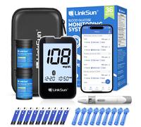 Kit de test de glycémie Bluetooth LinkSun G-427B, 50/100 bandelettes de test, haute précision, grand écran, moniteur de glycémie, sac de voyage G-427B-100suit