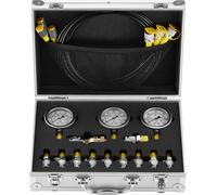Kit de test de pression hydraulique, 250 / 400 / 600 bar, 3 jauges, 11 raccords de test, 3 tuyaux de test, kit de jauges hydrauliques pour pelleteuses avec sac de transport portable pour pelles, tract