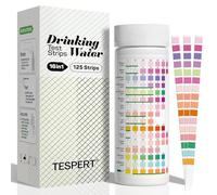 Kit de test d'eau pour eau potable - 125 bandes 16 en 1 et kit de test de l'eau potable TESPERT bandelettes de test de l'eau avec dureté, pH, mercure, plomb, fer, cuivre, chlore, acide cyanurique