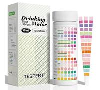 Kit de test d'eau pour eau potable - 125 bandes 16 en 1 et kit de test de l'eau potable TESPERT bandelettes de test de l'eau avec dureté, pH, mercure, plomb, fer, cuivre, chlore, acide cyanurique