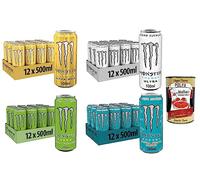 Kit de test Monster Energy Ultra 500 ml 24 x 500 ml, Paradise, White, Fiesta Mango et Gold + Polpa Italian Gourmet Polpa 400 g