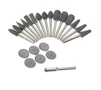 Kit de tête de meulage en caoutchouc 22 pièces compatible avec Dremel et outils rotatifs similaires pour des travaux de polissage et d'ébavurage détaillés