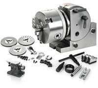 Kit de tête diviseuse (4/5/6 pouces)Tête d'indexage rotative 0-90° à 3 mors | Table rotative pour fraiseuses, avec mandrin, contre-pointe et disques diviseurs pour perçage, fraisage(4-in)