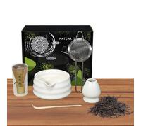 Kit de thé matcha authentique - Fouet en bambou, 5 pièces | Accessoires de mélange traditionnels, kit de cérémonie, ustensiles de préparation du matcha complets pour débutants, experts, amis, famille,