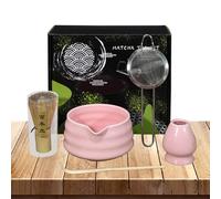 Kit de thé Matcha - Scoop de fouet en bambou, outil de bol en céramique | Ensemble complet de poudre verte japonais, ustensiles naturels pour la cérémonie de cuisine de cuisine cadeau de