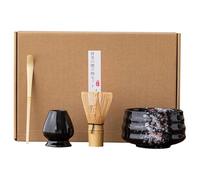 Kit de thé matcha - Service à thé naturel, service à thé japonais pratique | 1 support mélangeur en céramique, 1 bol en céramique délicat, 1 agitateur, 1 cuillère à thé naturel sans plomb pour les
