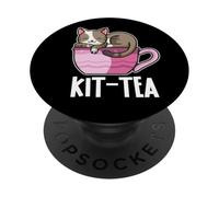 Kit de thé ou de Chat Amusant avec Chat coloré et Un thé PopSockets PopGrip Adhésif
