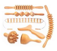 Kit de thérapie du bois corporel 7 pièces, masseur musculaire. Kit Thérapie Bois Anti-cellulite. Fabriqué en bois de hêtre, poncé et verni. Masseur anti-cellulite, masseur musculaire.
