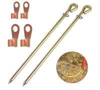 Kit de tige de mise à la terre pour clôture électrique solaire et générateur avec tige en acier plaqué cuivre et fil de terre flexible, conçu pour des connexions durables (2 pièces)