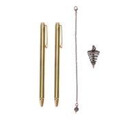 Kit de tiges de radiesthésie rétractables |Poteau télescopique à poignée en cuivre pour la divination de l'eau/exploration paranormale |2 tiges avec pendentif pendule et chaîne
