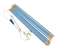 Kit de Tirage de Câbles Connectable en Fibre de Verre Bleu | 10 Tiges, Crochet Cuivre, Tête Magnétique à Œillet, pour Ethernet et Matériel de Communication