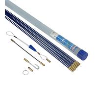 Kit de tire-câbles Faithfull - 10 mètres, 4 mm de diamètre - Kit de 15 pièces comprenant 10 tiges en fibre de verre de 1000 mm, un tire-câble de traction et un tube de rangement