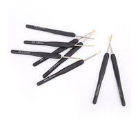 Kit De Tissage D'outils De Métier À Tisser 8 Pièces/Ensemble, Aiguilles À Tricoter Noires, Poignée En Plastique, Crochets Pour L'artisanat De Tricot