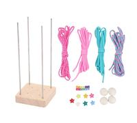 Kit de tissage Monkey Fish, Kit de tissage de poing de singe en bois massif Paquet de matériel Paracord Ball Weaving Kit avec des cubes de perles Pentagramme en plastique Cordes colorées