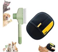 Kit de toilettage for animaux: peigne anti-puces et gant électrostatique, brosse autonettoyante for chiens et chats, gant de toilettage réutilisable et peigne vert for chats et chiens (2 en 1)(Glove+G