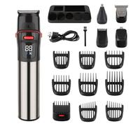 Kit de toilettage multifonction 5 en 1 pour homme, tondeuse à cheveux, tondeuse à barbe, kit de toilettage pour le corps, tondeuse à moustache, tondeuse de précision avec moteur puissant, affichage