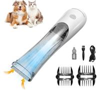Kit de toilettage portable 2 en 1 pour chien, 3 vitesses, faible bruit, rechargeable, aspiration puissante, 99 % pour animaux de compagnie, chat, tondeuse avec peigne