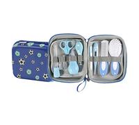 Kit de toilettage portable 9 en 1 pour bébé avec aspirateur nasal, coupe-ongles, lime à ongles, thermomètre électronique, brosse, peigne, ciseaux, compte-gouttes, brosse à dents et étui de rangement