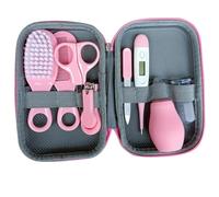 Kit de toilettage pour bébé 8 pièces, ensemble de soins santé pour bébé, kit d'ongles sûrs, thermomètre à cheveux, essentiels pour nouveau-né avec étui rangement (Style 1)