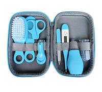 Kit de toilettage pour bébé, 8pcs Baby Healthcare and Grooming Kit, thermomètre de cheveux en toute sécurité Thermomètre pour nouveau-née Essential avec un boîtier rangement bleu