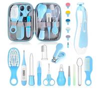 Kit de toilettage pour bébé, ensemble de soins de sécurité pour nourrissons avec brosse à cheveux, peigne, coupe-ongles, aspirateur nasal, kit essentiel pour nouveau-né filles garçons (bleu-20 en 1)