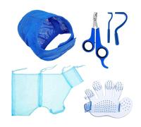 Kit de Toilettage pour Chat | 5 Pièces Ensemble De Sac De Lavage pour Chat Réglable avec Filet De Douche | Soin Griffes Réglable Brosse Museau Élimine Tiques Respirant Lavage Lapin Chien