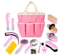 Kit de toilettage pour cheval, 14 en 1 professionnel pour le toilettage et les soins, avec brosses pour cheval, peigne à curry, cure-sabots et sac de rangement étanche pour briller, démêler, masser