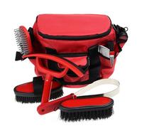 Kit de Toilettage pour Cheval en 9 Pièces avec Sac en Toile, Brossette pour Tête, Brosse pour Corps, Brosse pour Jambes, Brosse de Massage Peigne à Dents Fines Peigne à Pinces à Bout Rond