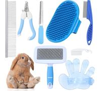 Kit de toilettage pour petits animaux 8 PIÈCES Ensemble brosses lapins avec brosse lissante à dépouillement Gant massage le bain Coupe-ongles Peigne puces et face cobayes hamsters