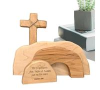 Kit de tombe de Pâques en bois - Scène de tombes vides fabriquées à la main, affichage de la résurrection de Jésus, ornement religieux de la Nativité chrétienne, pièce maîtresse de table en couches |