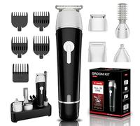 Kit de tondeuse à barbe 5 en 1 pour homme, rasoir électrique pour moustache, corps, nez, poils du visage, tondeuse à cheveux professionnelle, tondeuse rechargeable avec lame en T zéro écart, kit de