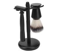 Kit de tondeuse à barbe manuelle double avec base en alliage et brosse en nylon doux - Kit de soin portable pour les voyages et la maison