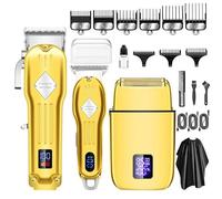 Kit de tondeuse à cheveux et à barbe T Blade, mise à niveau LCD numérique for coiffeur, tondeuse à cheveux sans fil, kit de toilettage for hommes avec écran LCD, cadeau idéal for homme (Color : Gold