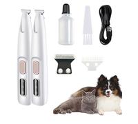 Kit de tondeuse à cheveux silencieux for chat, tondeuse étanche et Rechargeable avec lumière LED et brosse de nettoyage, conception Portable à faible bruit(B(2PCS))