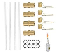Kit De Torche De Bouteille De Vin - Ensemble De Quincaillerie De Lampe À Huile , Couvercle De Lampe En Cuivre, Support En Laiton | Kit De Remplacement De Mèche Torche Durable Pour Conversion De Bou