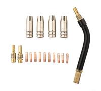 Kit de torche de soudage électrique MIG avec embouts, buses et diffuseur pour MB15 15AK - Ensemble de 17 pièces comprenant un cou flexible, un support et des composants en cuivre (kit de cou 0,8 mm)