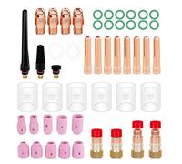 Kit de torche de soudage TIG, 49 pièces accessoires de torche de soudage TIG buse en alumine Kit de corps de pinces de lentille de gaz pour WP-17/18/26