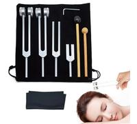 Kit de touche de méditation - Fourchettes en alliage d'aluminium 128 Hz 4096 Hz - Instruments de thérapie par le son - Outils de guérison de yoga - Maillet à percussion - En bois - Horqu