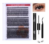 Kit de touffes de faux cils d'extension de cils avec liaison et joint, extensions de cils pour usage personnel et domestique D Curl mix 8-16 mm, 30D + 40D + 50D Cluster Lash