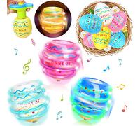 Kit de Toupies Œufs de Pâques 6 PCS, Gyroscope avec Lumières LED et Musique, Jouets UFO Magiques pour Enfants, Idées Cadeaux et Compléments de Pâques pour Enfants 3-12+