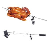 Kit de tournebroche professionnel en acier inoxydable - Barbecue à gaz avec moteur - 80 cm - 2 piques à viande - Support de moteur - Tournebroche pour barbecue à gaz, rôtissoire, électrique