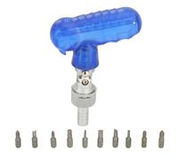 Kit de tournevis à cliquet 10 en 1, mini kit portable multifonction en forme de T avec ouvre-bouteille, tête rotative à 180 degrés pour les espaces étroits, bleu