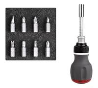 Kit de tournevis à cliquet à angle réglable avec construction durable en acier au chrome vanadium et poignée ergonomique pour une utilisation polyvalente en atelier, gris (C)