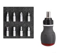 Kit de tournevis à cliquet à angle réglable avec construction durable en acier au chrome vanadium et poignée ergonomique pour une utilisation polyvalente en atelier, gris (D)