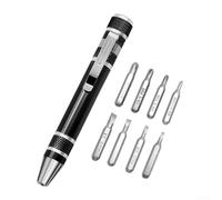 Kit de tournevis de poche multifonction avec 8 têtes interchangeables pour outils de réparation de précision, petit outil à main pour l'électronique à la maison, l'atelier (noir)
