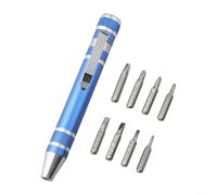 Kit de tournevis de poche multifonction avec 8 têtes interchangeables pour outils de réparation de précision, petit outil à main pour l'électronique à la maison, l'atelier (bleu)