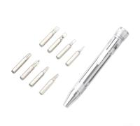 Kit de tournevis de poche portable avec 8 embouts, poignée antidérapante, embouts magnétiques, design compact pour l'électronique et le bricolage domestique, noir, argent, bleu, rouge (argent)